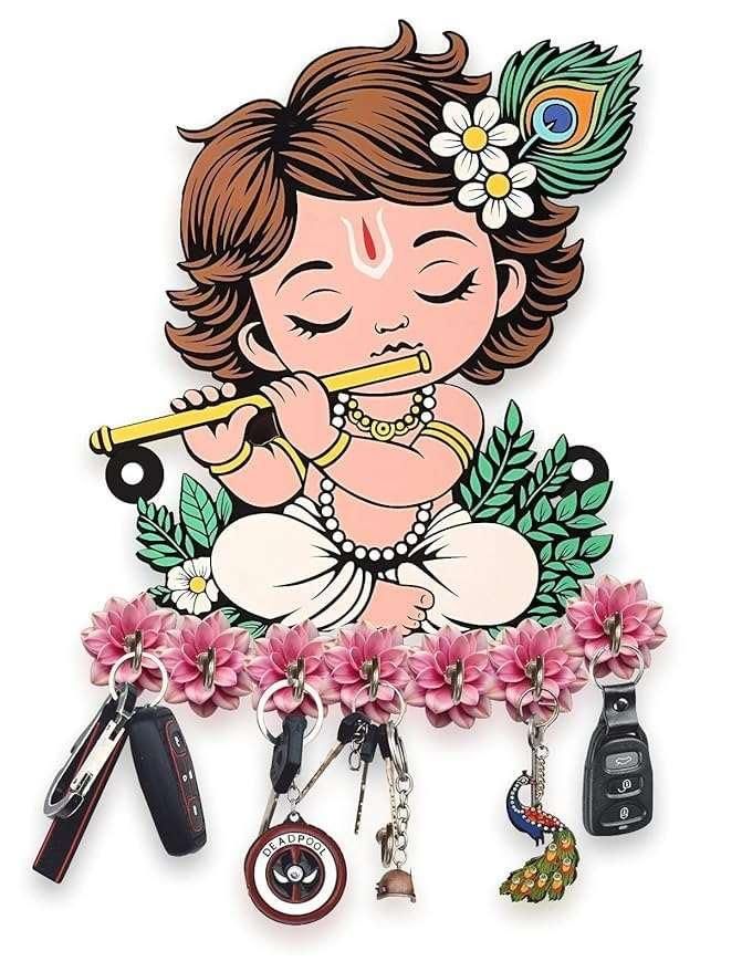 Krishna Wooden Keys Hanger - AllWorld Finds