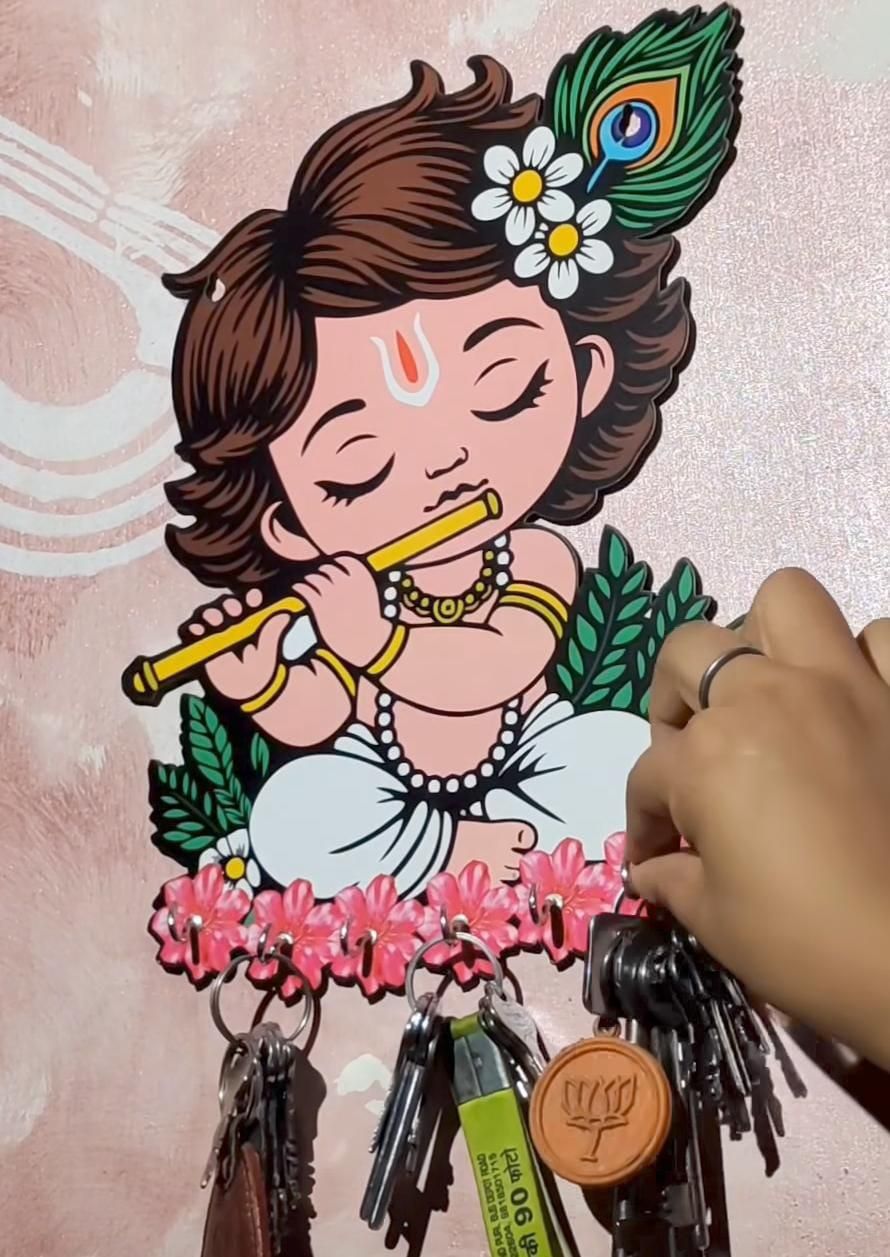 Krishna Wooden Keys Hanger - AllWorld Finds
